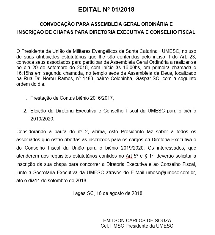 Edital 2018 umesc
